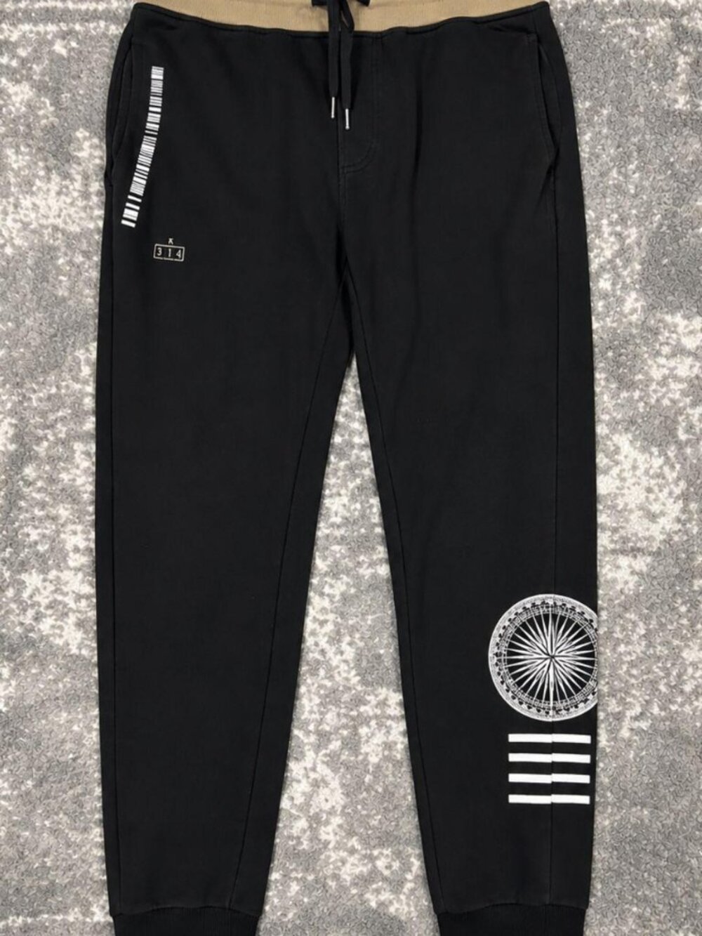 Black Graphic Techwear Jogger Pants Streetwear Drawstring